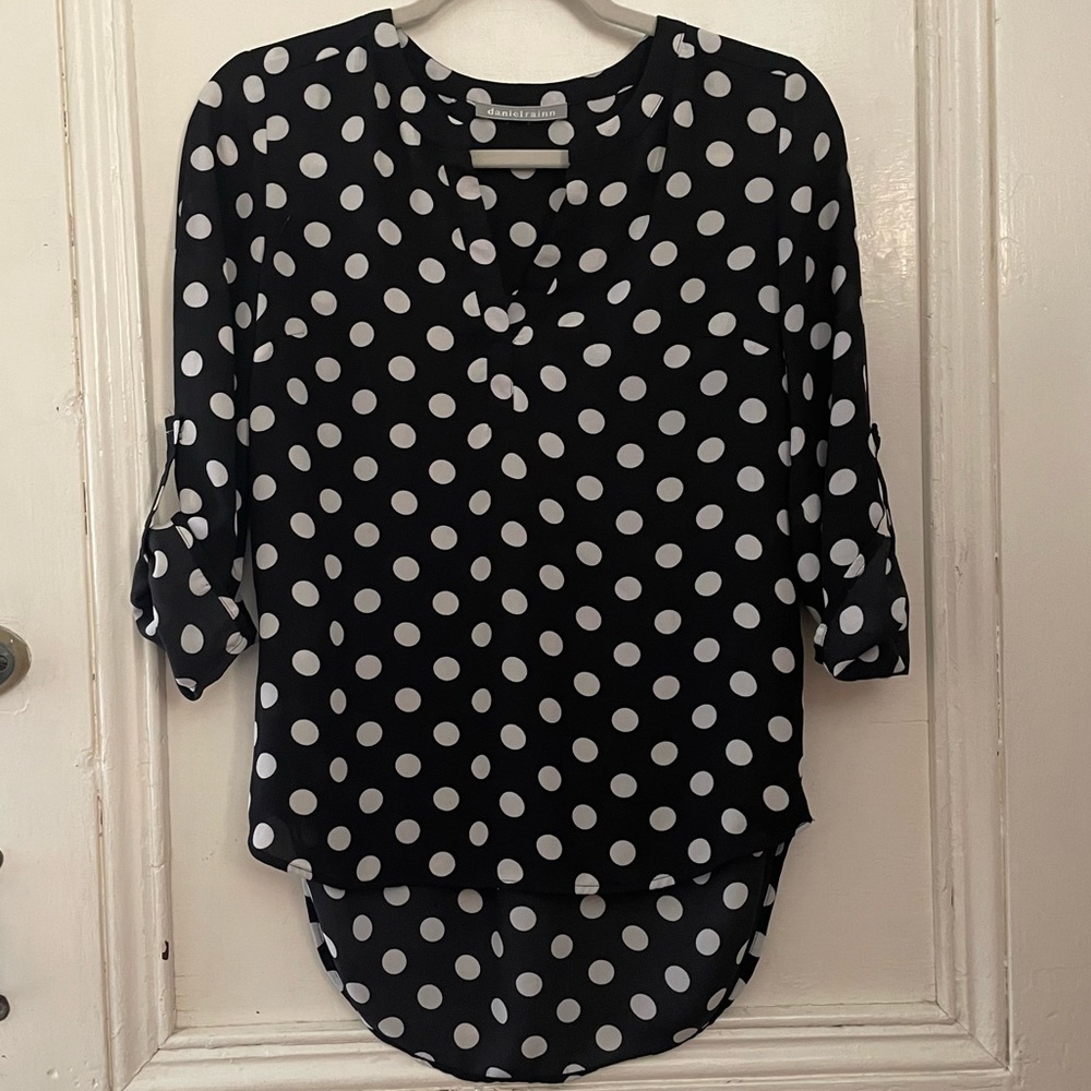 Daniel Rainn Polka Dot Top  3/4 Sleeve Size Small